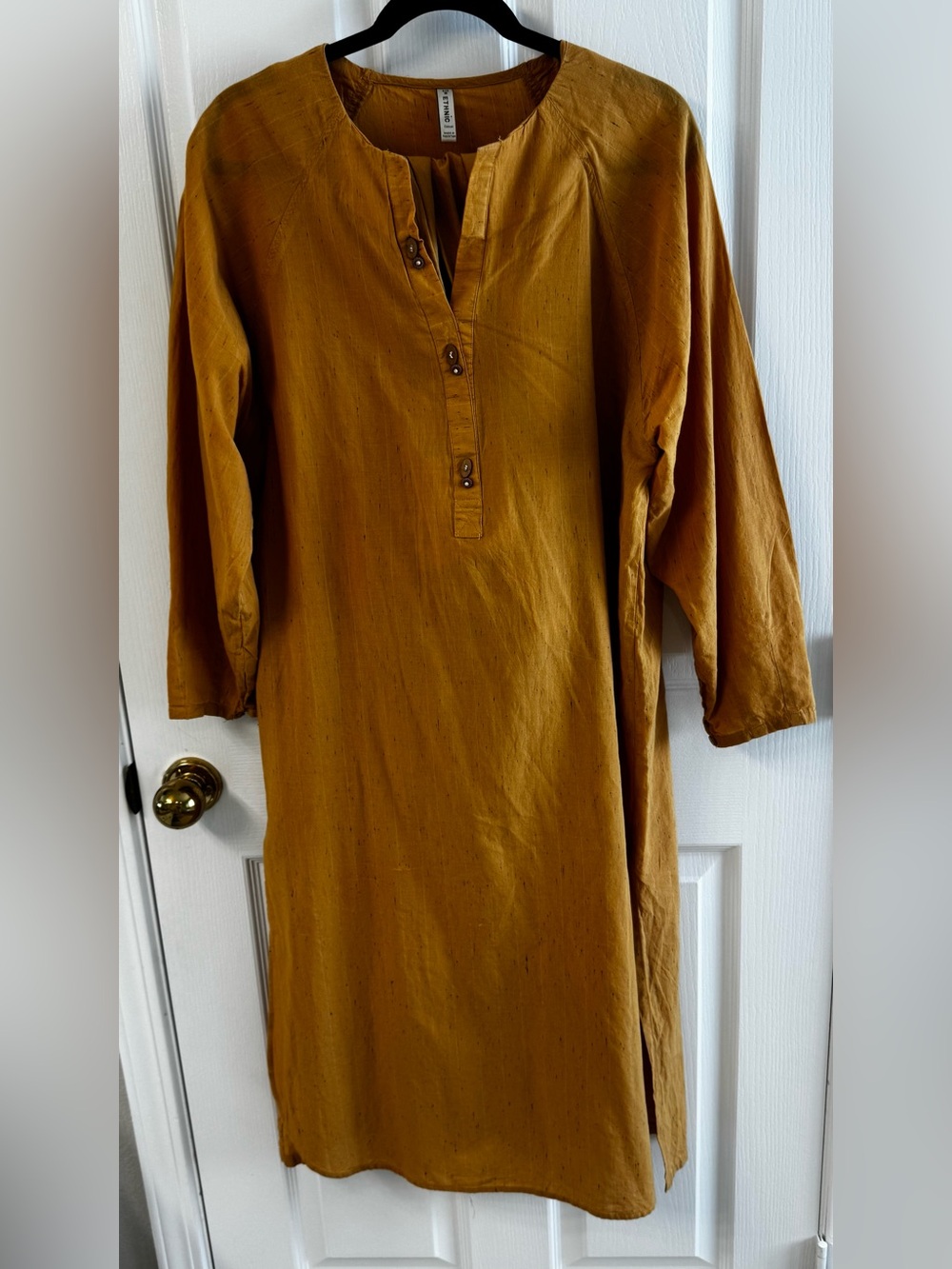 Ethnic Mustard 2 pc cotton suit with Manto ivory shawl